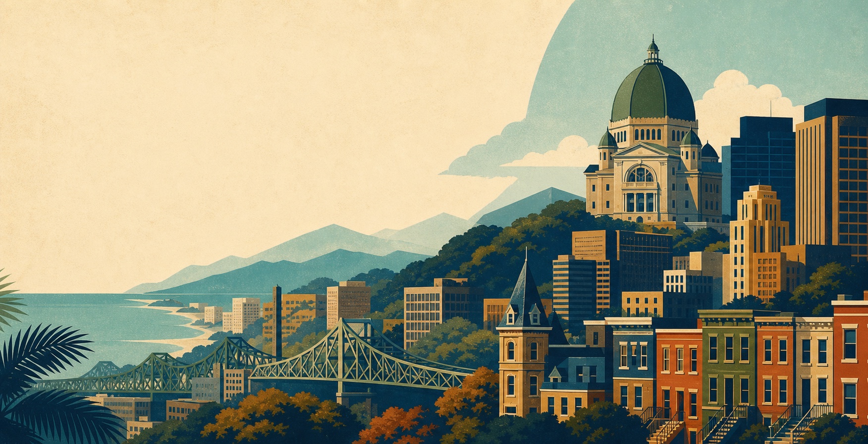 Illustration of an iconic Montreal gateway